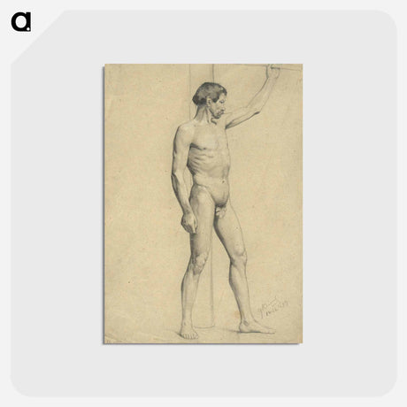 アートポストカード-Male academy nude in pose - グスタフ クリムト Postcard.