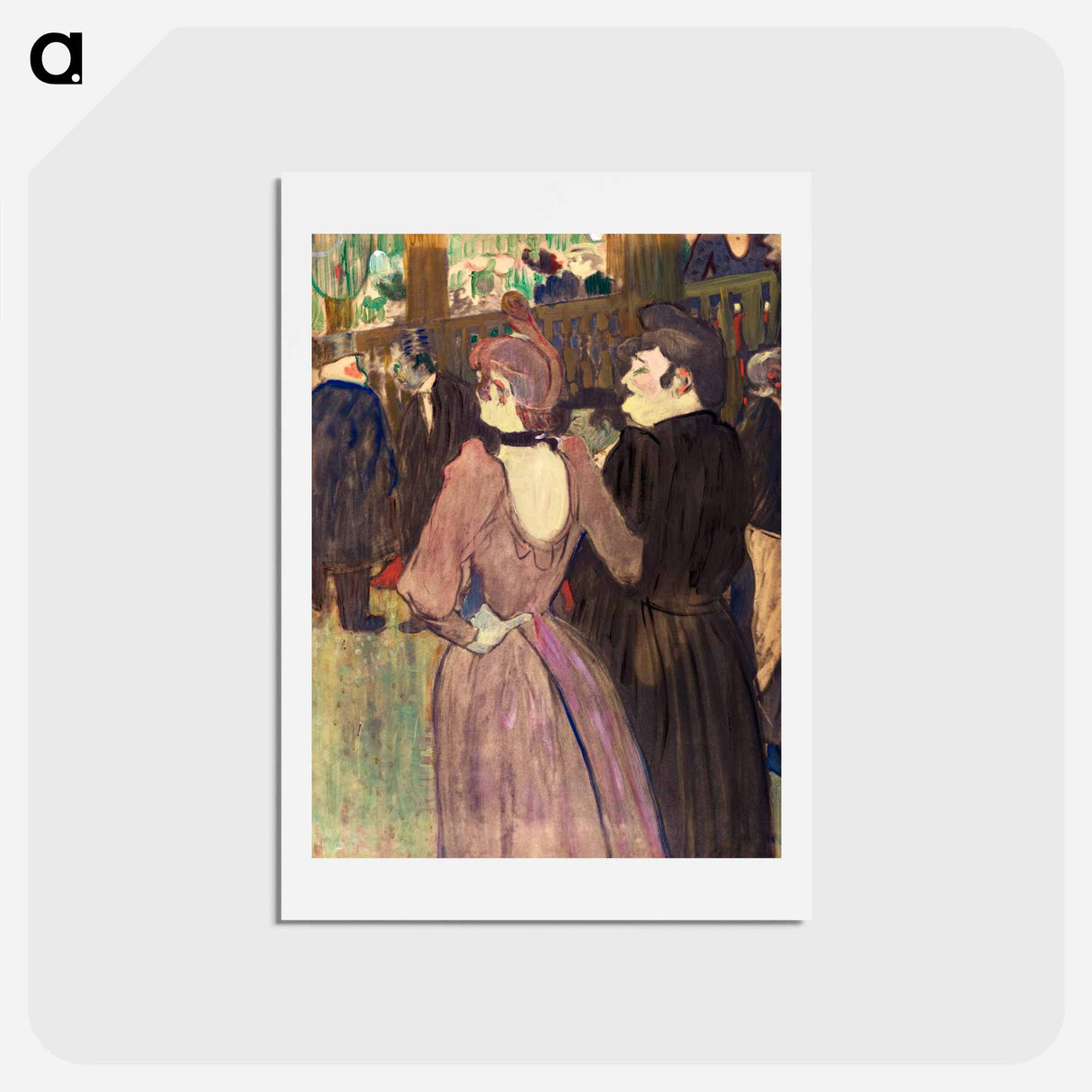 アートポストカード-La Goulue and Her Sister - アンリ ド トゥールーズ ロートレック Postcard.