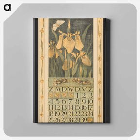 アートパネル-Kalenderblad voor juni 1911 met lissen en een vlinder - テオ ヴァン ホイテマ Canvas.