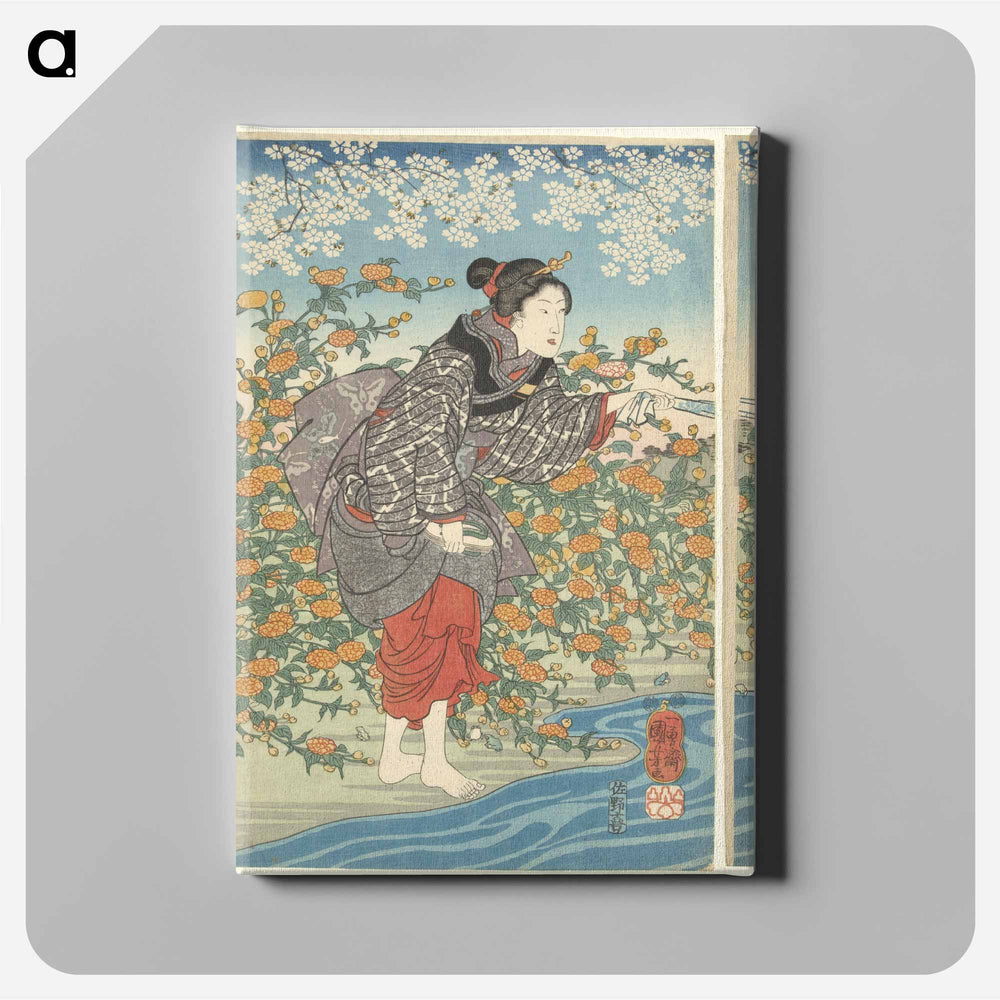 De Ide Tama rivier in de provincie Yamashiro - 歌川 国芳 Canvas.