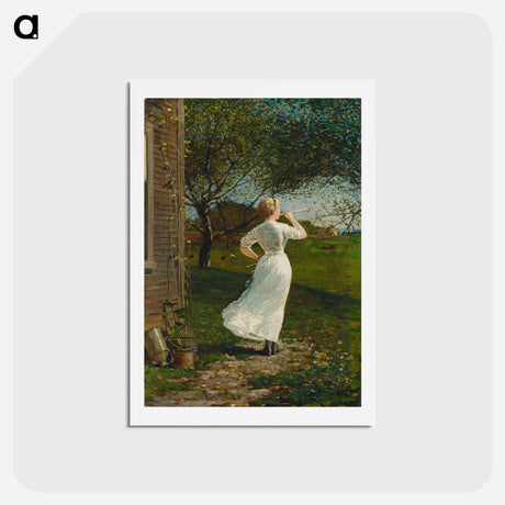 アートポストカード-The Dinner Horn, Blowing the Horn at Seaside - ウィンスロー ホーマー Postcard.