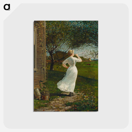 アートポストカード-The Dinner Horn, Blowing the Horn at Seaside - ウィンスロー ホーマー Postcard.