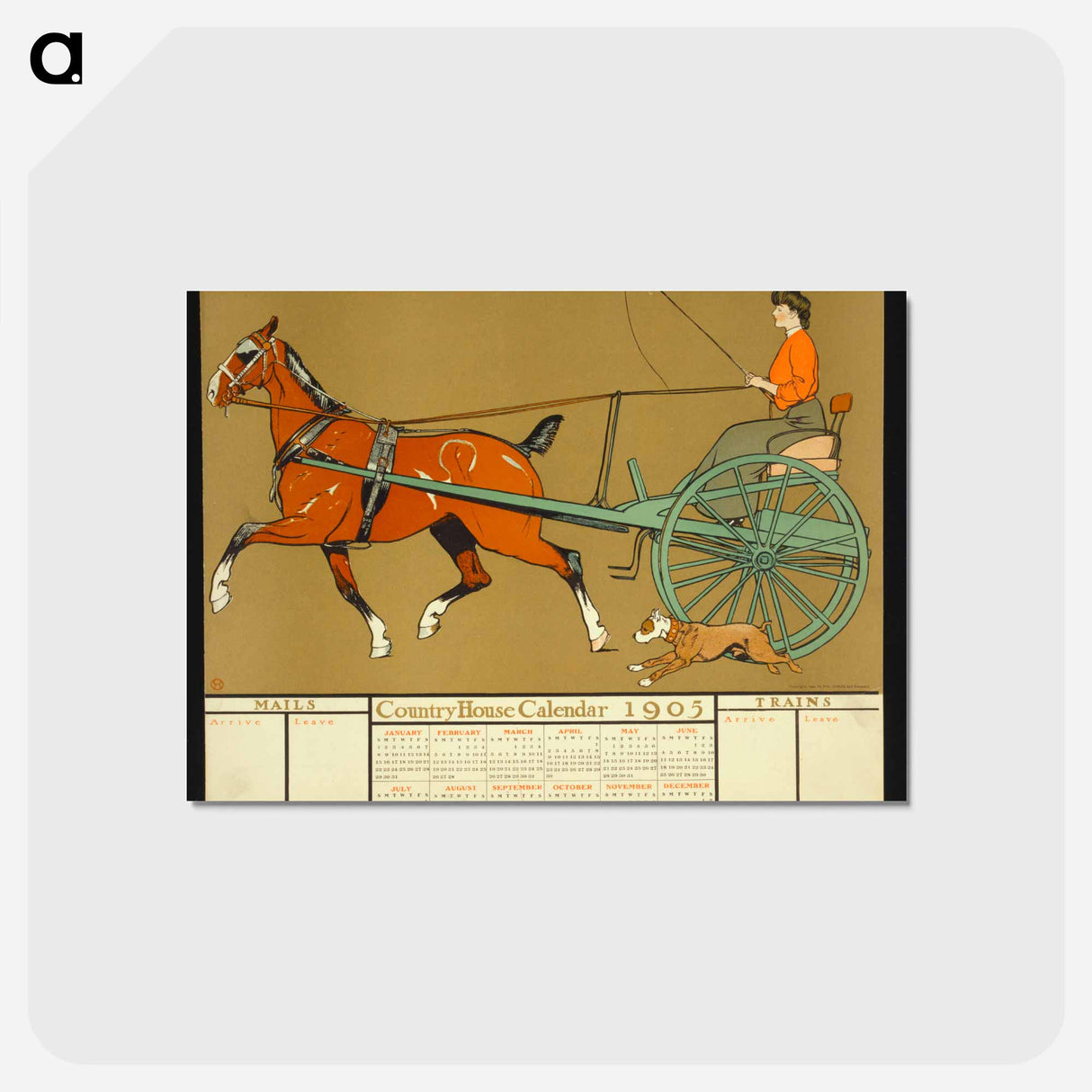 アートポストカード-Country House calendar print in high resolution by Edward Penfield - エドワード ペンフィールド Postcard.
