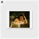 アートポストカード-A Young Woman Reading - ギュスターヴ クールベ Postcard.