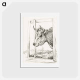 アートポストカード-Head of a cow - ジャン ベルナール Postcard.