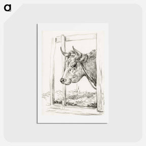 アートポストカード-Head of a cow - ジャン ベルナール Postcard.