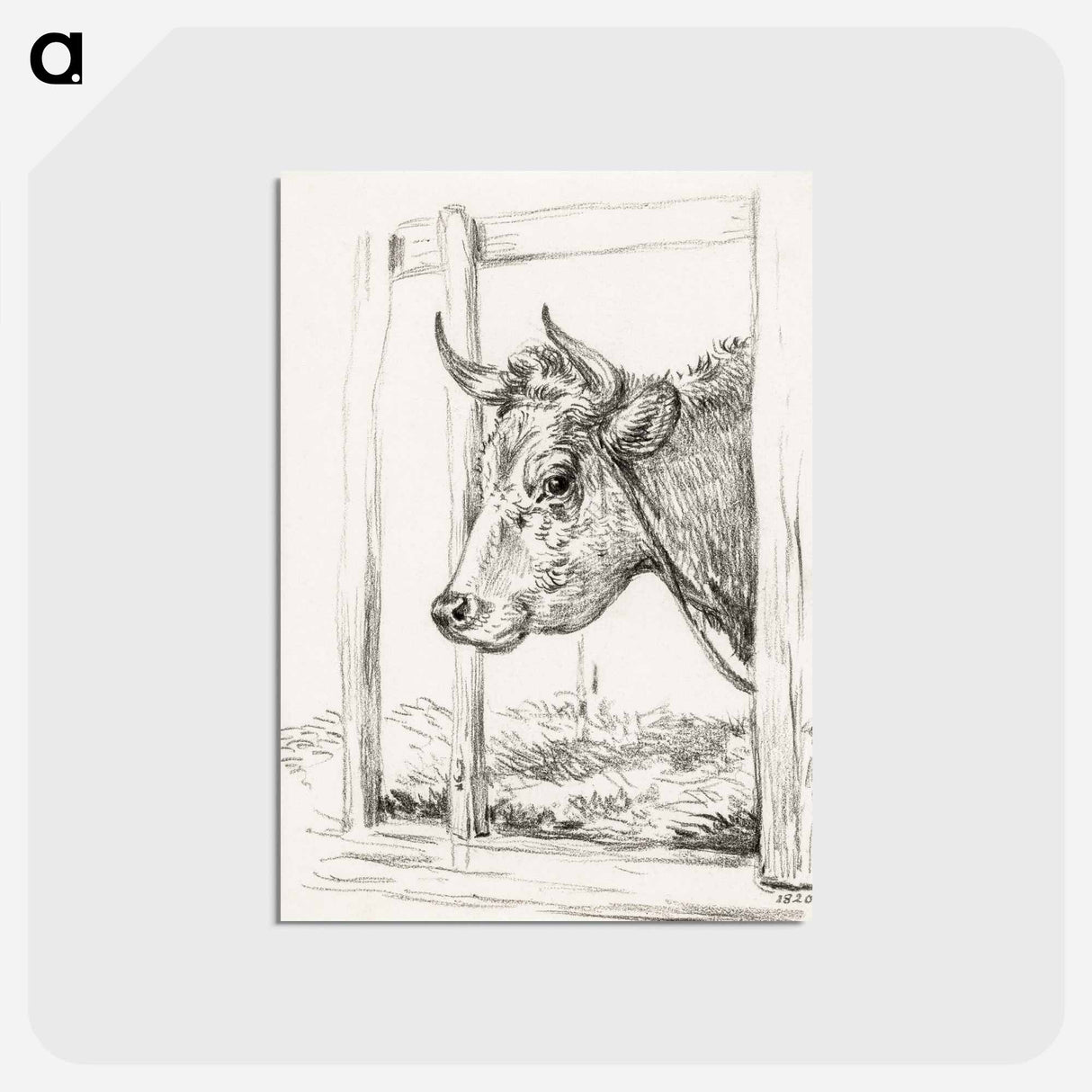 アートポストカード-Head of a cow - ジャン ベルナール Postcard.