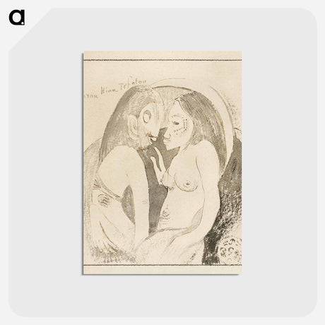アートポストカード-Words between Goddess of the Moon and God of the Earth - ポール ゴーギャン Postcard.