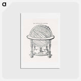 アートポストカード-A drawing of Emery Molyneux's terrestrial globe - アンティーク地図 Postcard.