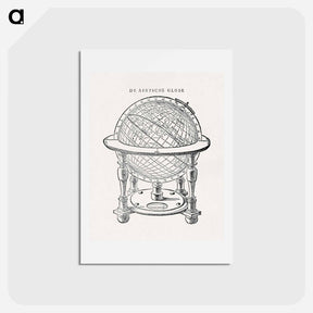 アートポストカード-A drawing of Emery Molyneux's terrestrial globe - アンティーク地図 Postcard.