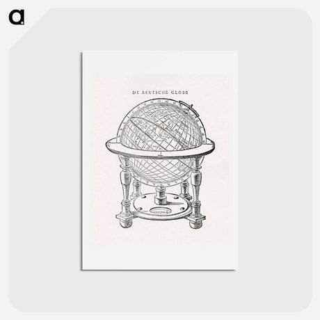アートポストカード-A drawing of Emery Molyneux's terrestrial globe - アンティーク地図 Postcard.
