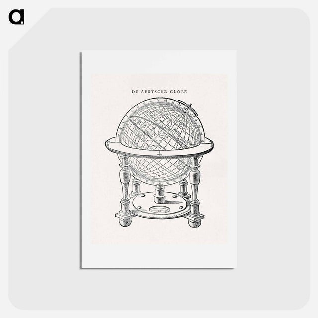 アートポストカード-A drawing of Emery Molyneux's terrestrial globe - アンティーク地図 Postcard.