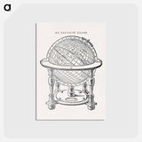 アートポストカード-A drawing of Emery Molyneux's terrestrial globe - アンティーク地図 Postcard.
