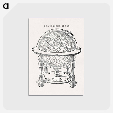 アートポストカード-A drawing of Emery Molyneux's terrestrial globe - アンティーク地図 Postcard.