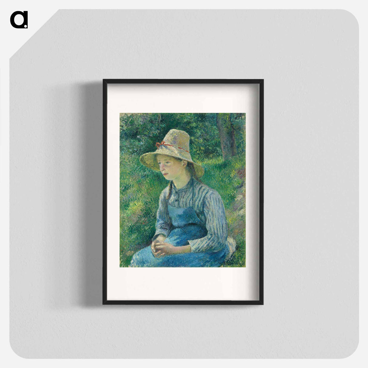 Peasant Girl with a Straw Hat - カミーユ ピサロ Poster.