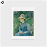 アートポストカード-Peasant Girl with a Straw Hat - カミーユ ピサロ Postcard.