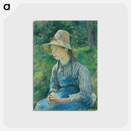 アートポストカード-Peasant Girl with a Straw Hat - カミーユ ピサロ Postcard.