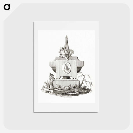 アートポストカード-Gravestone with mourning angel - ジャン ベルナール Postcard.