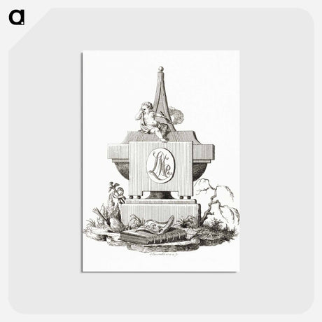 アートポストカード-Gravestone with mourning angel - ジャン ベルナール Postcard.