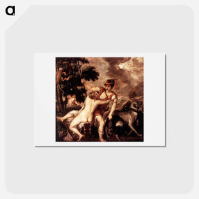 アートポストカード-Venus and Adonis - ティツィアーノ ヴェチェッリオ Postcard.