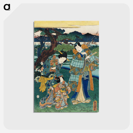 アートポストカード-Viewing Plum Blossoms
 - 歌川 国貞 Postcard.