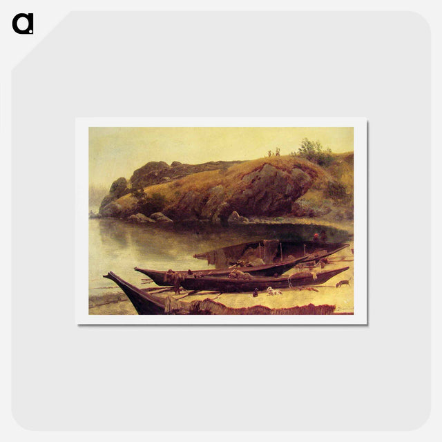 アートポストカード-Canoes - アルバート ビアスタット Postcard.