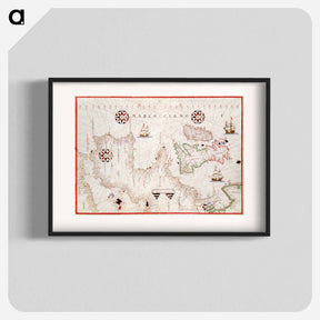 アートポスター-Portolan atlas of the Mediterranean Sea, western Europe, and the northwest coast of Africa - アンティーク地図 Poster.