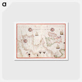 アートポストカード-Portolan atlas of the Mediterranean Sea, western Europe, and the northwest coast of Africa - アンティーク地図 Postcard.