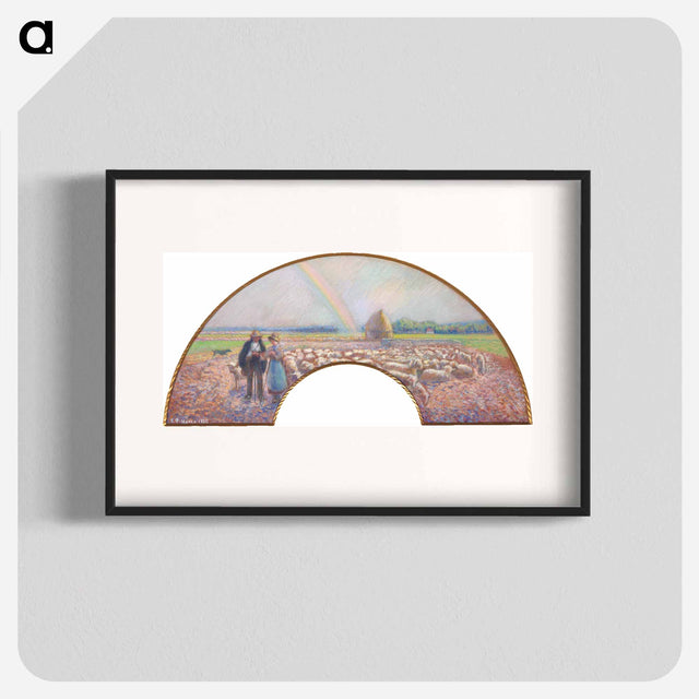 アートポスター-Shepherds in the Fields with Rainbow - カミーユ ピサロ Poster.
