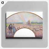 アートパネル-Shepherds in the Fields with Rainbow - カミーユ ピサロ Canvas.