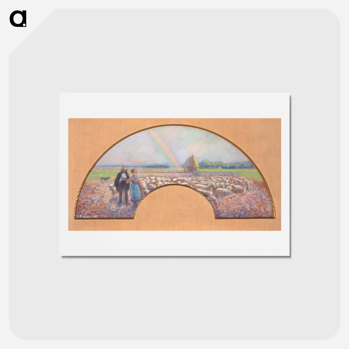 アートポストカード-Shepherds in the Fields with Rainbow - カミーユ ピサロ Postcard.