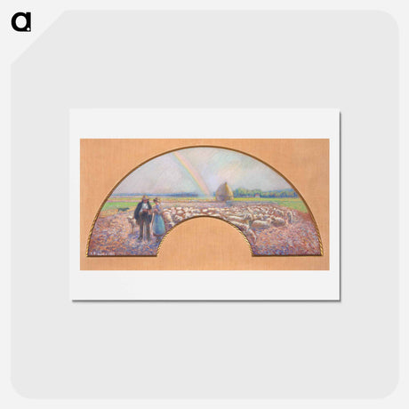 アートポストカード-Shepherds in the Fields with Rainbow - カミーユ ピサロ Postcard.