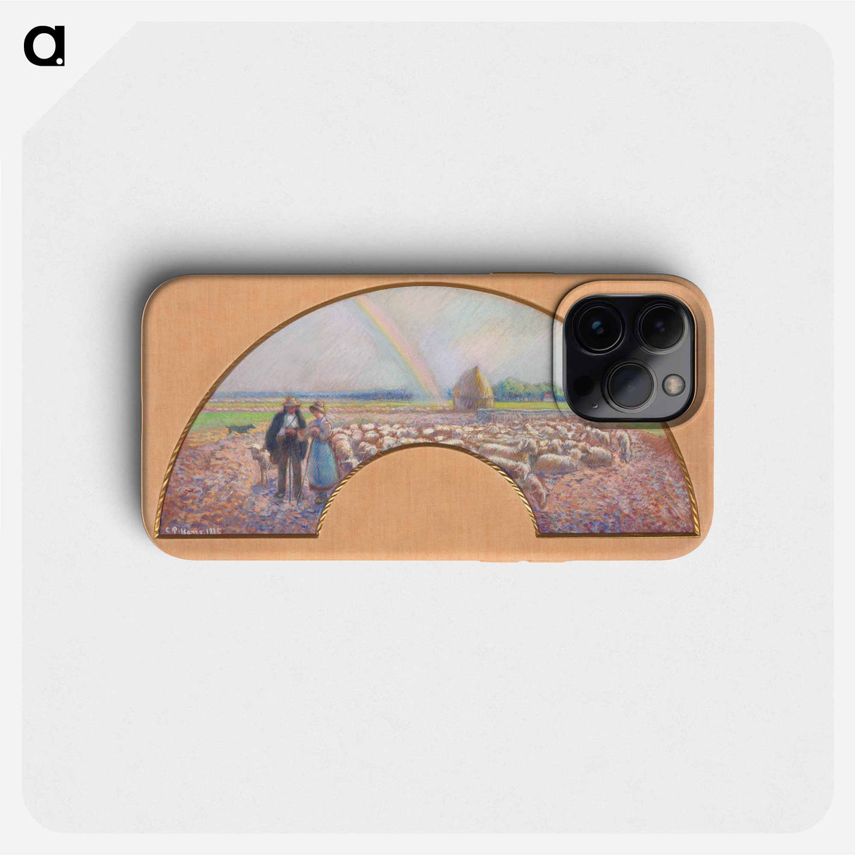 Shepherds in the Fields with Rainbow - Camille Pissarro Phone Case.