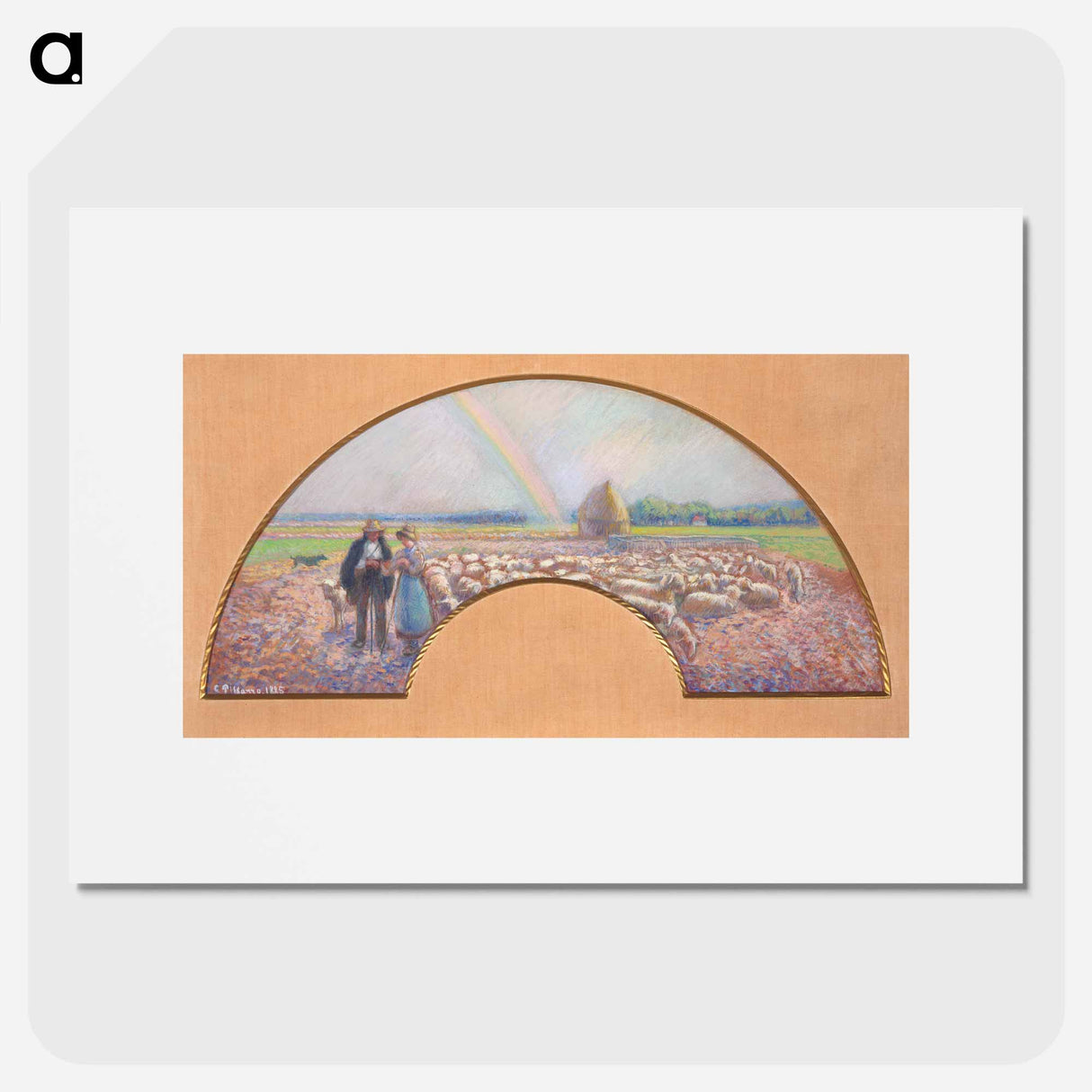 Shepherds in the Fields with Rainbow - Camille Pissarro Poster.