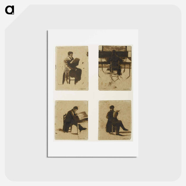 アートポストカード-Four Views of men sitting - ウジェーヌ ドラクロワ Postcard.