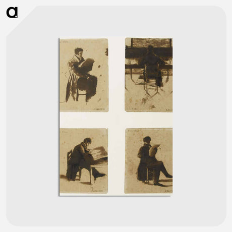 アートポストカード-Four Views of men sitting - ウジェーヌ ドラクロワ Postcard.