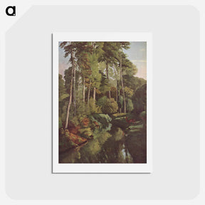 アートポストカード-Forest Brook with Deer - ギュスターヴ クールベ Postcard.