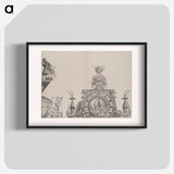 The Pinnacle of the Right Portal; and a Trumpeter and Standard from the Central Portal, from the Arch of Honor - アルブレヒト デューラー Poster.