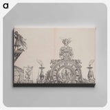 The Pinnacle of the Right Portal; and a Trumpeter and Standard from the Central Portal, from the Arch of Honor - アルブレヒト デューラー Canvas.