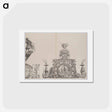 アートポストカード-The Pinnacle of the Right Portal; and a Trumpeter and Standard from the Central Portal, from the Arch of Honor - アルブレヒト デューラー Postcard.