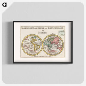 アートポスター-Wereldkaart Mapemonde planisphere ou carte generale du monde - アンティーク地図 Poster.