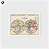 アートポストカード-Wereldkaart Mapemonde planisphere ou carte generale du monde - アンティーク地図 Postcard.