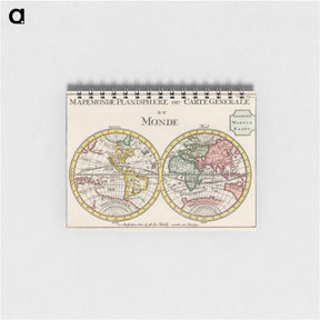 アートメモ帳-Wereldkaart Mapemonde planisphere ou carte generale du monde - アンティーク地図 Memo.