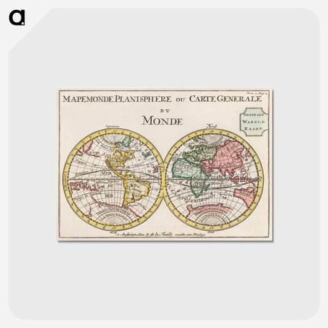 アートポストカード-Wereldkaart Mapemonde planisphere ou carte generale du monde - アンティーク地図 Postcard.