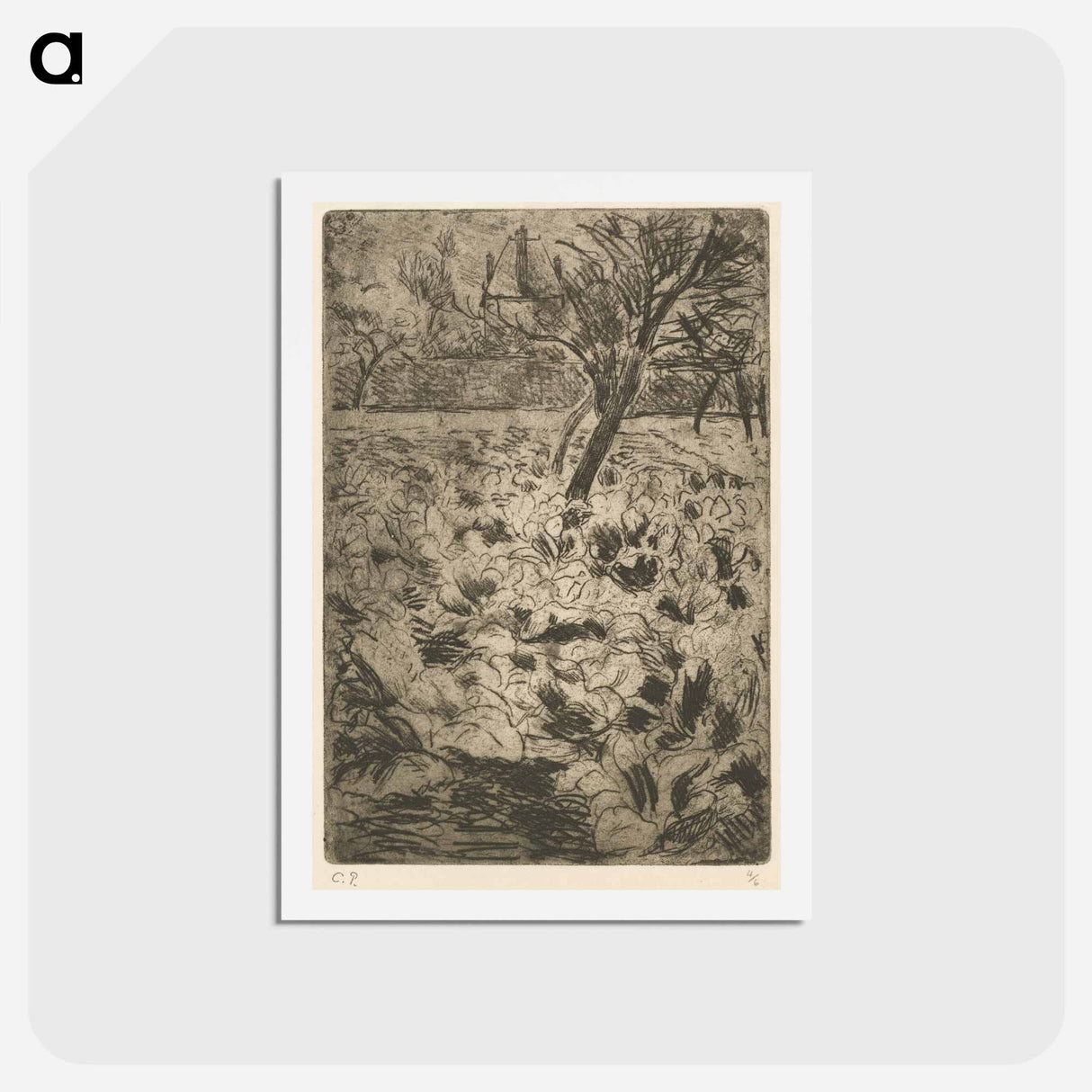 アートポストカード-The Cabbage Field - カミーユ ピサロ Postcard.