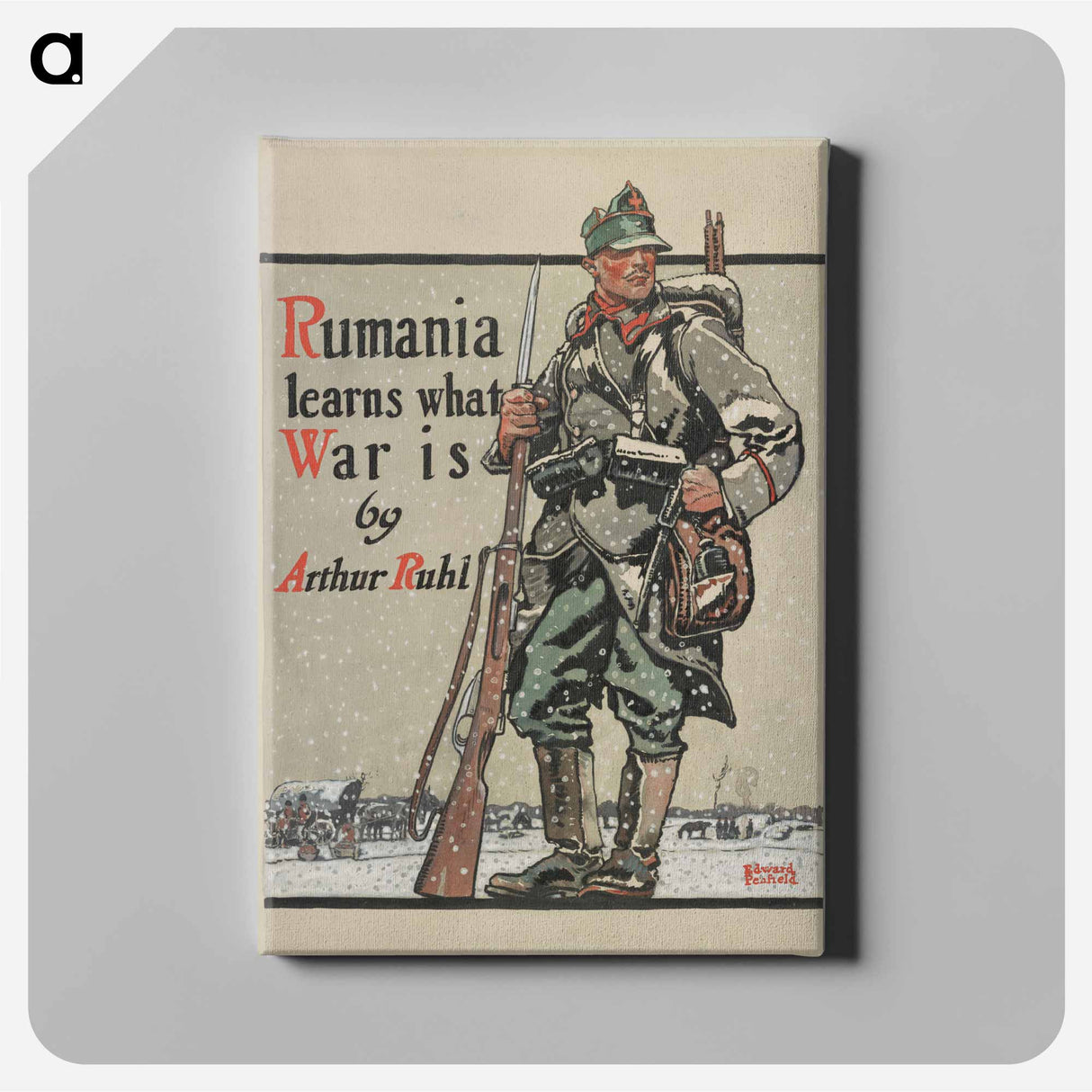アートパネル-Romanian soldier in snow - エドワード ペンフィールド Canvas.