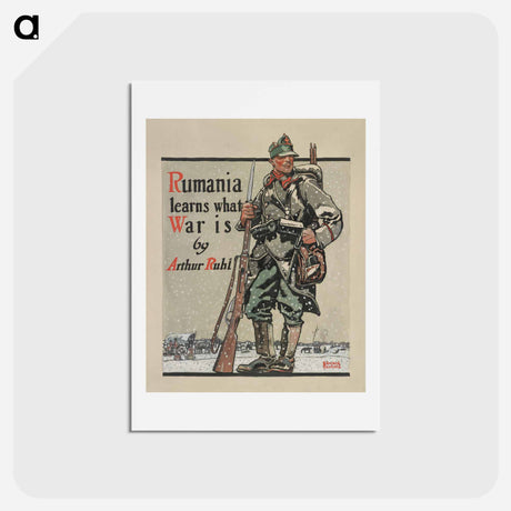 アートポストカード-Romanian soldier in snow - エドワード ペンフィールド Postcard.