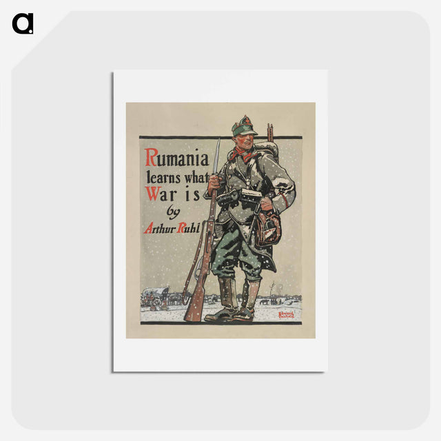 アートポストカード-Romanian soldier in snow - エドワード ペンフィールド Postcard.
