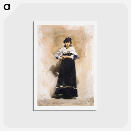 アートポストカード-Young Woman with a Black Skirt - ジョン シンガー サージェント Postcard.