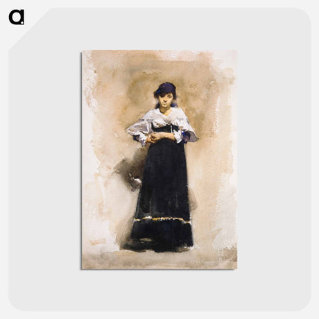 アートポストカード-Young Woman with a Black Skirt - ジョン シンガー サージェント Postcard.